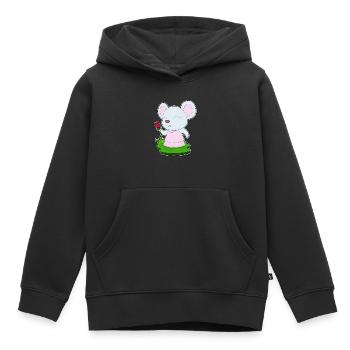 Mouse Rose - Sweat Premium à capuche enfant bio - noir - Devant - AI Model Kid Male (0cm)