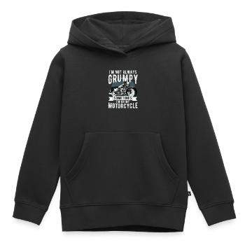 Ich bin nicht immer mürrisch, manchmal bin ich auf der Kippe - Kinder Premium Organic Hoodie - Schwarz - Vorne - AI Model Kid Male (0cm)