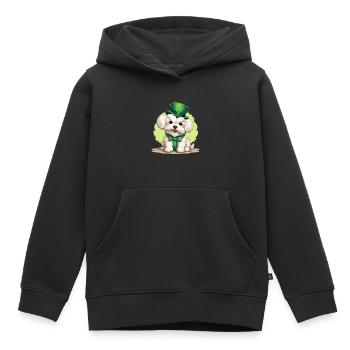 Chien maltais Fête de la Saint-Patrick Fête de la Saint-Patrick - Sweat Premium à capuche enfant bio - noir - Devant - AI Model Kid Male (0cm)