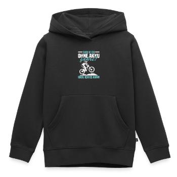 Warum ich ohne akku fahre weil ich es kann - Kinder Premium Organic Hoodie - Schwarz - Vorne - AI Model Kid Male (0cm)