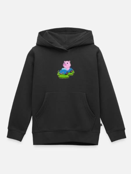 Schwein Auto - Kinder Premium Organic Hoodie - Schwarz