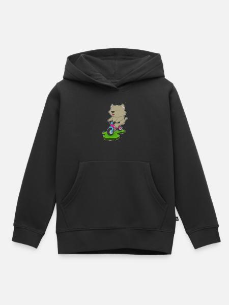 Katze Fahrrad - Kinder Premium Organic Hoodie - Schwarz