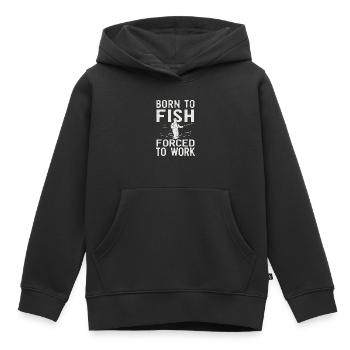 Born to Fish, Forced to Work Angeln Fischen Spruch - Kinder Premium Organic Hoodie - Schwarz - Vorne - AI Model Kid Male (0cm)