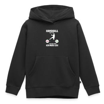 Handball ruft mich, lustiges Geschenk Handball - Kinder Premium Organic Hoodie - Schwarz - Vorne - AI Model Kid Male (0cm)