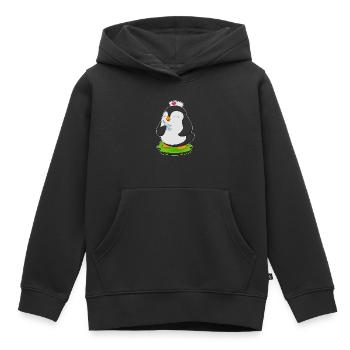 Infirmière Penguin Vie quotidienne - Sweat Premium à capuche enfant bio - noir - Devant - AI Model Kid Male (0cm)