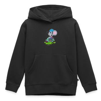 Trottinette souris - Sweat Premium à capuche enfant bio - noir - Devant - AI Model Kid Male (0cm)