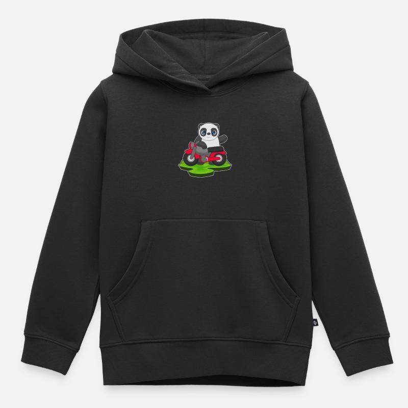 Moto Panda - Sweat Premium à capuche enfant bio - noir