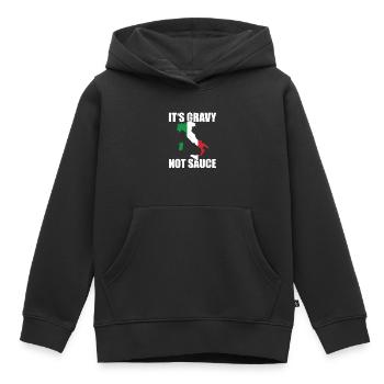 C’est de la sauce, pas de la sauce Cuisine italienne - Sweat Premium à capuche enfant bio - noir - Devant - AI Model Kid Male (0cm)