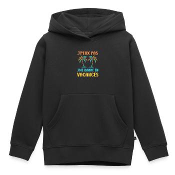 je suis en vacances - Sweat Premium à capuche enfant bio - noir - Devant - AI Model Kid Male (0cm)
