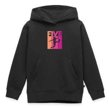 Footballeur Football 5ème Anniversaire - Sweat Premium à capuche enfant bio - noir - Devant - AI Model Kid Male (0cm)