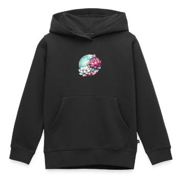 Lotusblüten gezeichnet - Kinder Premium Organic Hoodie - Schwarz - Vorne - AI Model Kid Male (0cm)