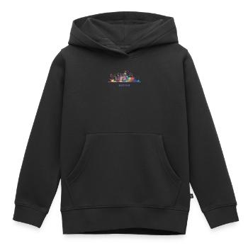 Denverites Skyline Denver - Sweat Premium à capuche enfant bio - noir - Devant - AI Model Kid Male (0cm)