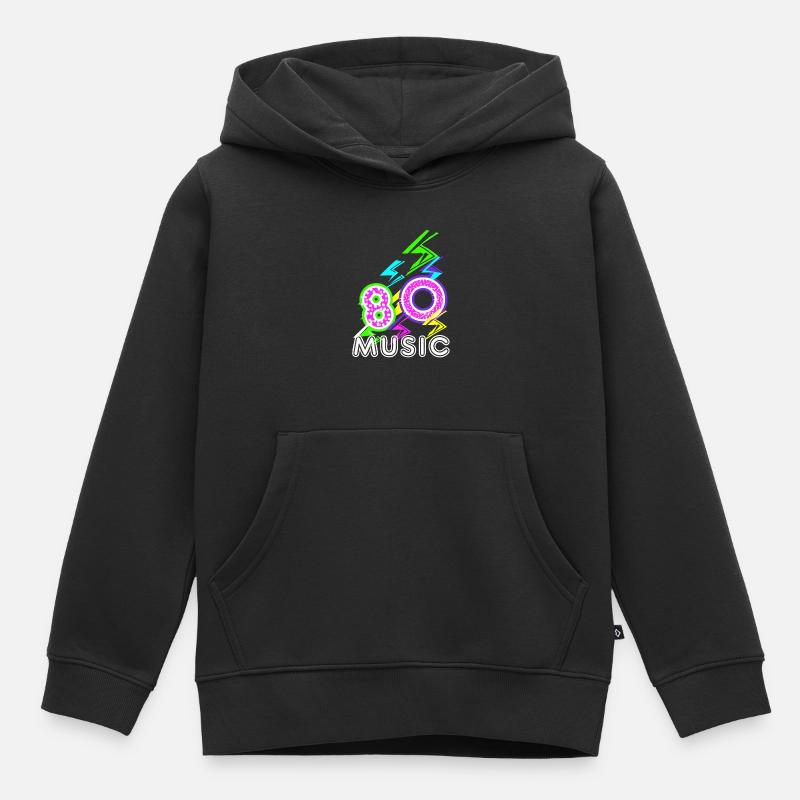 années 80 - Sweat Premium à capuche enfant bio - noir