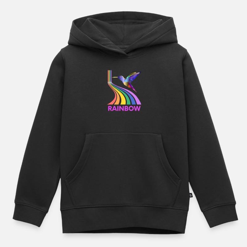 Regenbogen - Kinder Premium Organic Hoodie - Schwarz