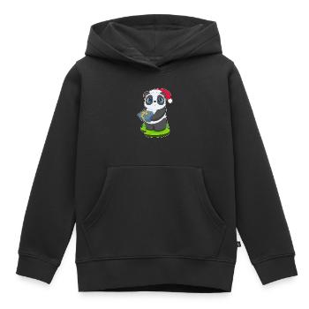 Panda Christmas Package - Kids Premium Organic Hoodie - black - Front - AI Model Kid Male (0cm)