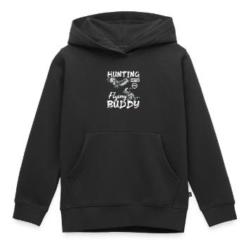 Chasser avec mon compagnon de vol Falconer - Sweat Premium à capuche enfant bio - noir - Devant - AI Model Kid Male (0cm)