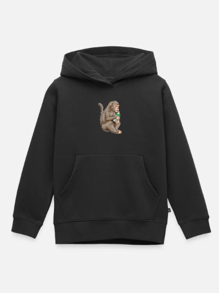 Affe Babyflasche - Kinder Premium Organic Hoodie - Schwarz