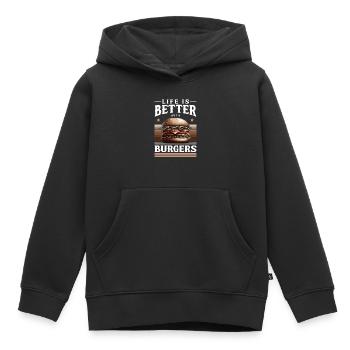 Burgers and joie de vivre motif - Kids Premium Organic Hoodie - black - Front - AI Model Kid Male (0cm)