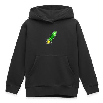 Rocket Motif - Green Rocket - Kids Premium Organic Hoodie - black - Front - AI Model Kid Male (0cm)