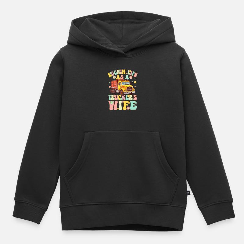 Groovy LKW-Fahrer Ehemann - Kinder Premium Organic Hoodie - Schwarz