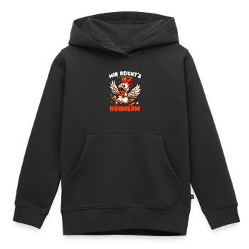 poulet, poulets, poulailler, poulailler, volaille, drôle, - Sweat Premium à capuche enfant bio - noir - Devant - AI Model Kid Male (0cm)