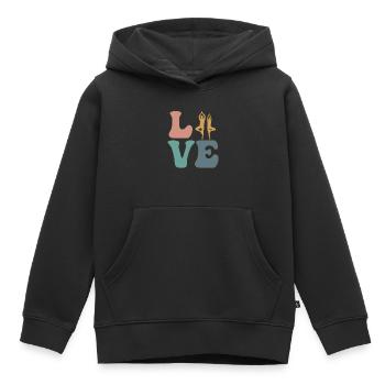 AMOUR Yoga Yogi - Sweat Premium à capuche enfant bio - noir - Devant - AI Model Kid Male (0cm)