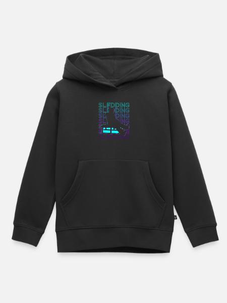 Schlittenfahren Mushing Schlitten Retro - Kinder Premium Organic Hoodie - Schwarz