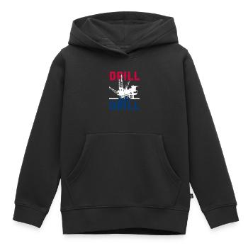 Perceuse Bébé Perceuse Champ Pétrolifère Travailleur Plate-forme Pétrolière - Sweat Premium à capuche enfant bio - noir - Devant - AI Model Kid Male (0cm)