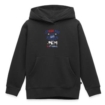 J peux pas j ai mes Vaches qui M attendent - Sweat Premium à capuche enfant bio - noir - Devant - AI Model Kid Male (0cm)