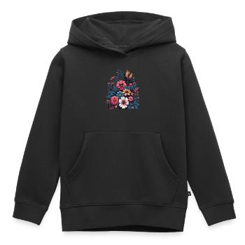 Botanische Glückseligkeit Wildblumenstrauß Naturliebhaber - Kinder Premium Organic Hoodie - Schwarz - Vorne - AI Model Kid Male (0cm)