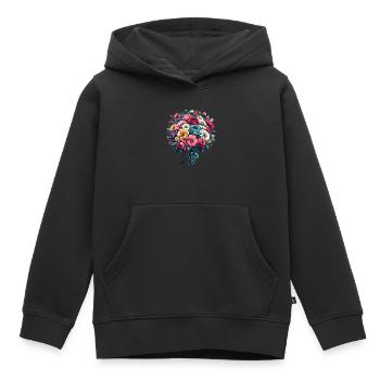 Botanische Glückseligkeit Wildblumenstrauß Naturliebhaber - Kinder Premium Organic Hoodie - Schwarz - Vorne - AI Model Kid Male (0cm)