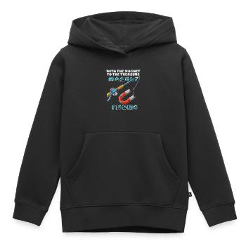 PÊCHER AVEC L’AIMANT AU TRÉSOR - Sweat Premium à capuche enfant bio - noir - Devant - AI Model Kid Male (0cm)
