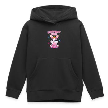 Fille d’anniversaire, Anniversaire des enfants, 6 ans, Fille - Sweat Premium à capuche enfant bio - noir - Devant - AI Model Kid Male (0cm)