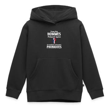 Homme patriotes - Sweat Premium à capuche enfant bio - noir - Devant - AI Model Kid Male (0cm)