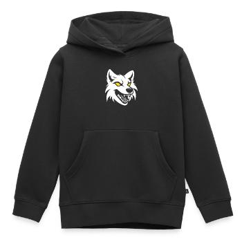loup - Sweat Premium à capuche enfant bio - noir - Devant - AI Model Kid Male (0cm)