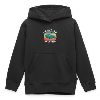 Je ne suis pas vieux, je suis classique - Coucher de soleil rétro vintage - Sweat Premium à capuche enfant bio - noir - Devant - AI Model Kid Male (0cm)