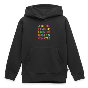 ABC lettres de l'alphabet colorées pour lecture - Sweat Premium à capuche enfant bio - noir - Devant - AI Model Kid Male (0cm)