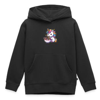 Japanische Kawaii Einhorn Ramen Asiatische Küche - Kinder Premium Organic Hoodie - Schwarz - Vorne - AI Model Kid Male (0cm)
