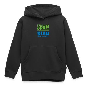 J’AIME LE VERT, JE N’AIME PAS LE BLEU - Sweat Premium à capuche enfant bio - noir - Devant - AI Model Kid Male (0cm)
