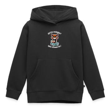Glace très mince – chat du matin - Sweat Premium à capuche enfant bio - noir - Devant - AI Model Kid Male (0cm)
