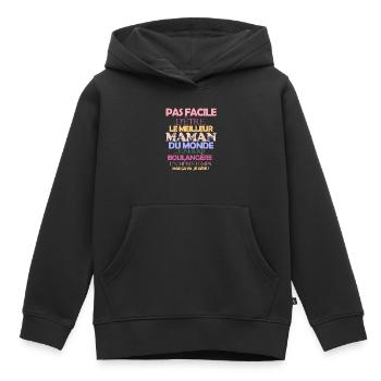Pas facile maman boulangère - Sweat Premium à capuche enfant bio - noir - Devant - AI Model Kid Male (0cm)