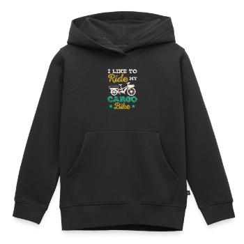 I like to ride my Cargo-bike Cargobike - Kids Premium Organic Hoodie - black - Front - AI Model Kid Male (0cm)