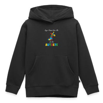 Soyez patient avec moi je suis autiste - Sweat Premium à capuche enfant bio - noir - Devant - AI Model Kid Male (0cm)