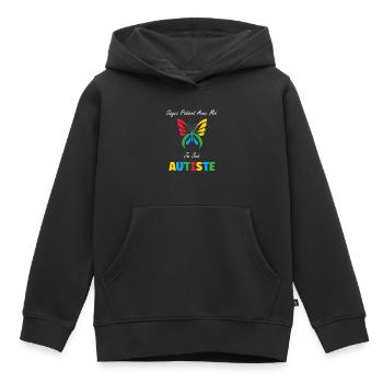 Soyez patient avec moi je suis autiste - Sweat Premium à capuche enfant bio - noir - Devant - AI Model Kid Male (0cm)
