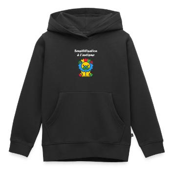 Animal Sensibilisation à l'autisme - Sweat Premium à capuche enfant bio - noir - Devant - AI Model Kid Male (0cm)