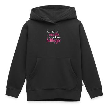 Schlager Tshirt Femme Schlager Party Costume Party - Sweat Premium à capuche enfant bio - noir - Devant - AI Model Kid Male (0cm)