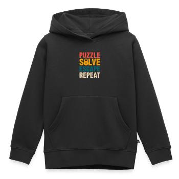 Puzzle Résoudre Évasion Répéter le défi d’évasion - Sweat Premium à capuche enfant bio - noir - Devant - AI Model Kid Male (0cm)
