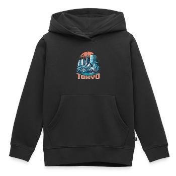 IKONISCHE SEHENSWÜRDIGKEITEN VON TOKIO STADTBILD, JAPAN - Kinder Premium Organic Hoodie - Schwarz - Vorne - AI Model Kid Male (0cm)