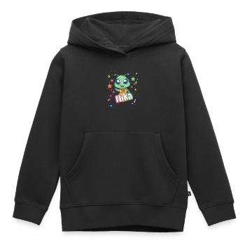 NIKA - Beau nom de fille avec un extraterrestre mignon - Sweat Premium à capuche enfant bio - noir - Devant - AI Model Kid Male (0cm)