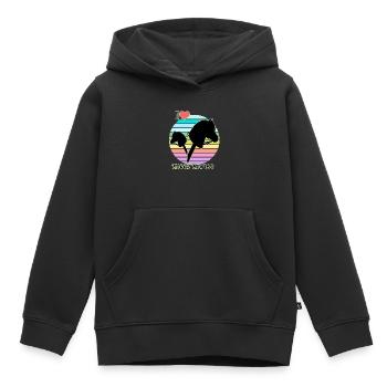CHEVAUX DE LOISIR - Sweat Premium à capuche enfant bio - noir - Devant - AI Model Kid Male (0cm)